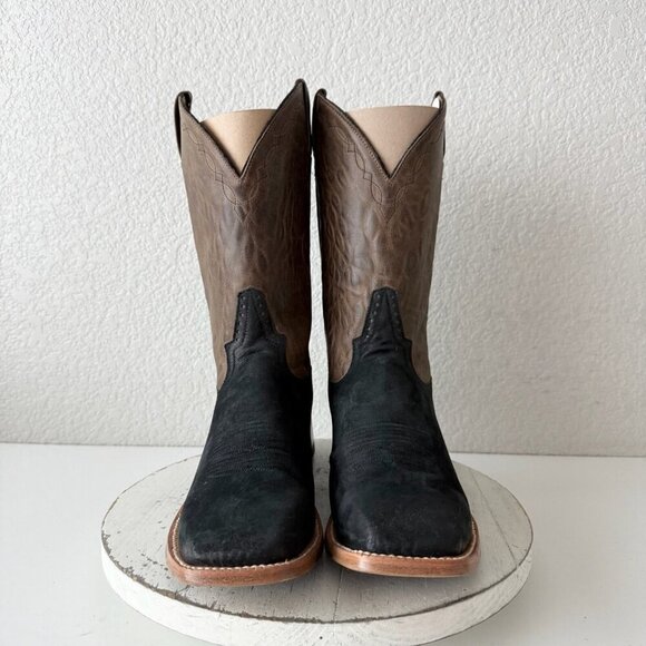 Rod Patrick Mens Cowboy Boots 13AA Black Pig Suede Western Square Toe 11" Shaft - Picture 5 of 13